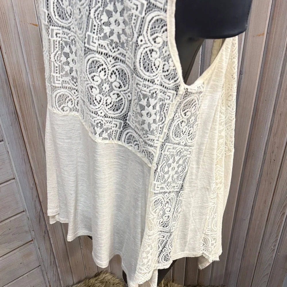AB Studio Ivory Lace Detail Top